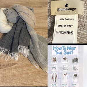 Blumelange - Italian 100% Cashmere Multi-color subtle stripe fringe scarf shawl